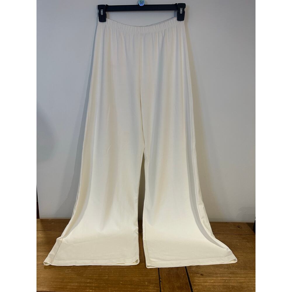Bryn Walker Wide Leg Pants SzL White PullOn Comfort Minimalist Quiet Luxury USA